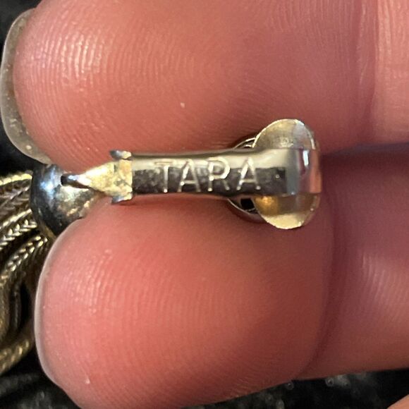 Vintage TARA Silvertone & Goldtone Tassel Clip On Earrings Classic Elegance - Picture 6 of 7